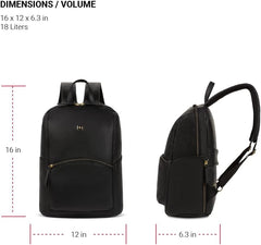 PackRanger Serenity Luxe Women's Laptop Backpack, Black, 16 Inches