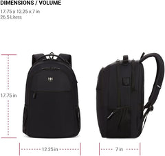 PackRanger 8136 Laptop Backpack, Black, 17.75 Inches