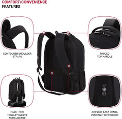 PackRanger 8136 Laptop Backpack, Black, 17.75 Inches