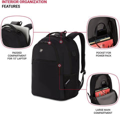 PackRanger 8136 Laptop Backpack, Black, 17.75 Inches