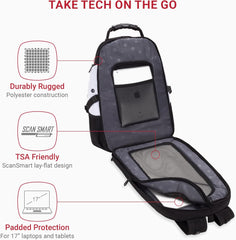 PackRanger 1900 Scansmart TSA 17-Inch Laptop Backpack, Black/Red