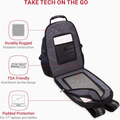 PackRanger 1900 Scansmart TSA 17-Inch Laptop Backpack, Black/Red