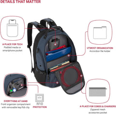 PackRanger 1900 Scansmart TSA 17-Inch Laptop Backpack, Black/Red