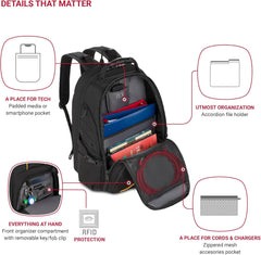 PackRanger 1900 Scansmart TSA 17-Inch Laptop Backpack, Black/Red