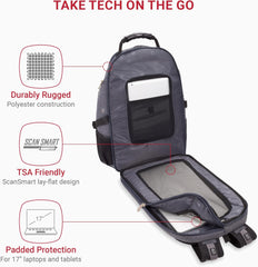 PackRanger 1900 Scansmart TSA 17-Inch Laptop Backpack, Black/Red