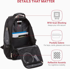 PackRanger 1900 Scansmart TSA 17-Inch Laptop Backpack, Black/Red