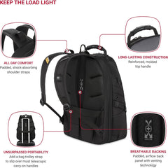 PackRanger 1900 Scansmart TSA 17-Inch Laptop Backpack, Black/Red