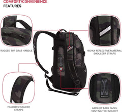 PackRanger 3598 Backpack Narrow Daypack, Camo/Green, 18-Inch