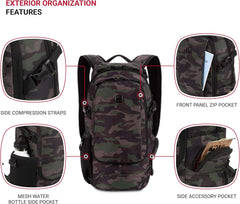 PackRanger 3598 Backpack Narrow Daypack, Camo/Green, 18-Inch