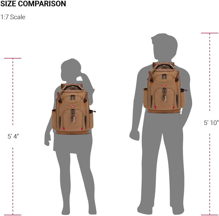 PackRanger Tool Bag Backpack, Fits Up to 15-Inch Laptop, Work Pack, Black/Brown Canvas