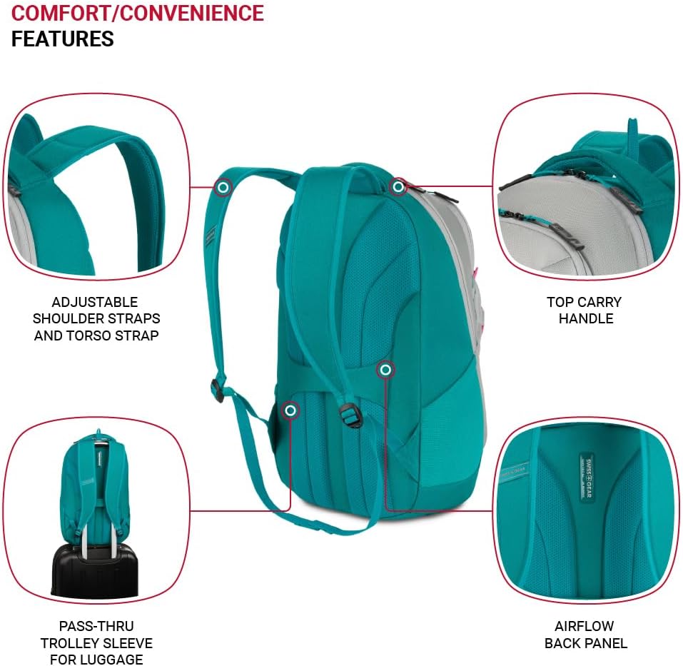 PackRanger 8175 Laptop Backpack, Teal/Light Grey Heather, 18 Inches