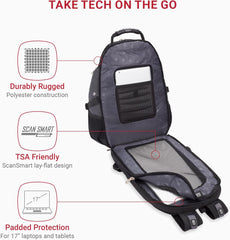 PackRanger 1900 Scansmart TSA 17-Inch Laptop Backpack, Black/Red