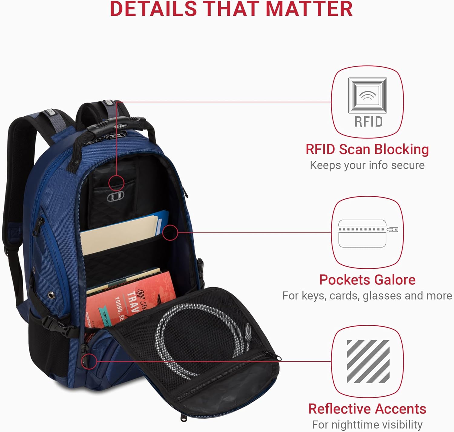 PackRanger 1900 Scansmart TSA 17-Inch Laptop Backpack, Black/Red