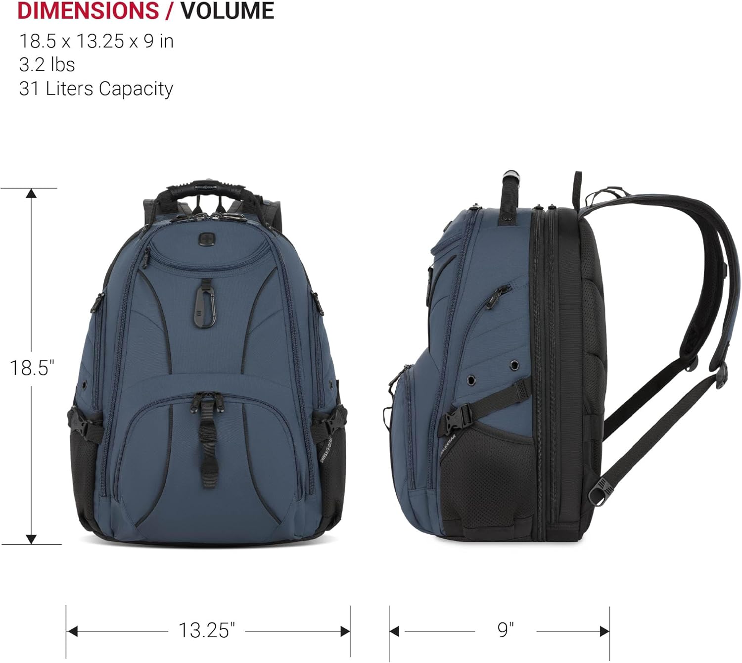 PackRanger 1900 Scansmart TSA 17-Inch Laptop Backpack, Black/Red