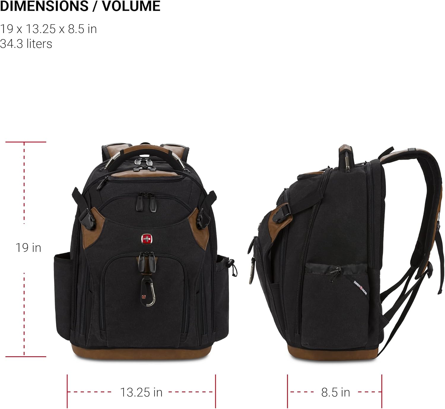 PackRanger Tool Bag Backpack, Fits Up to 15-Inch Laptop, Work Pack, Black/Brown Canvas