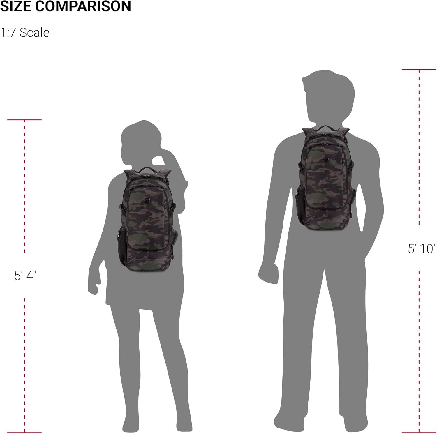 PackRanger 3598 Backpack Narrow Daypack, Camo/Green, 18-Inch