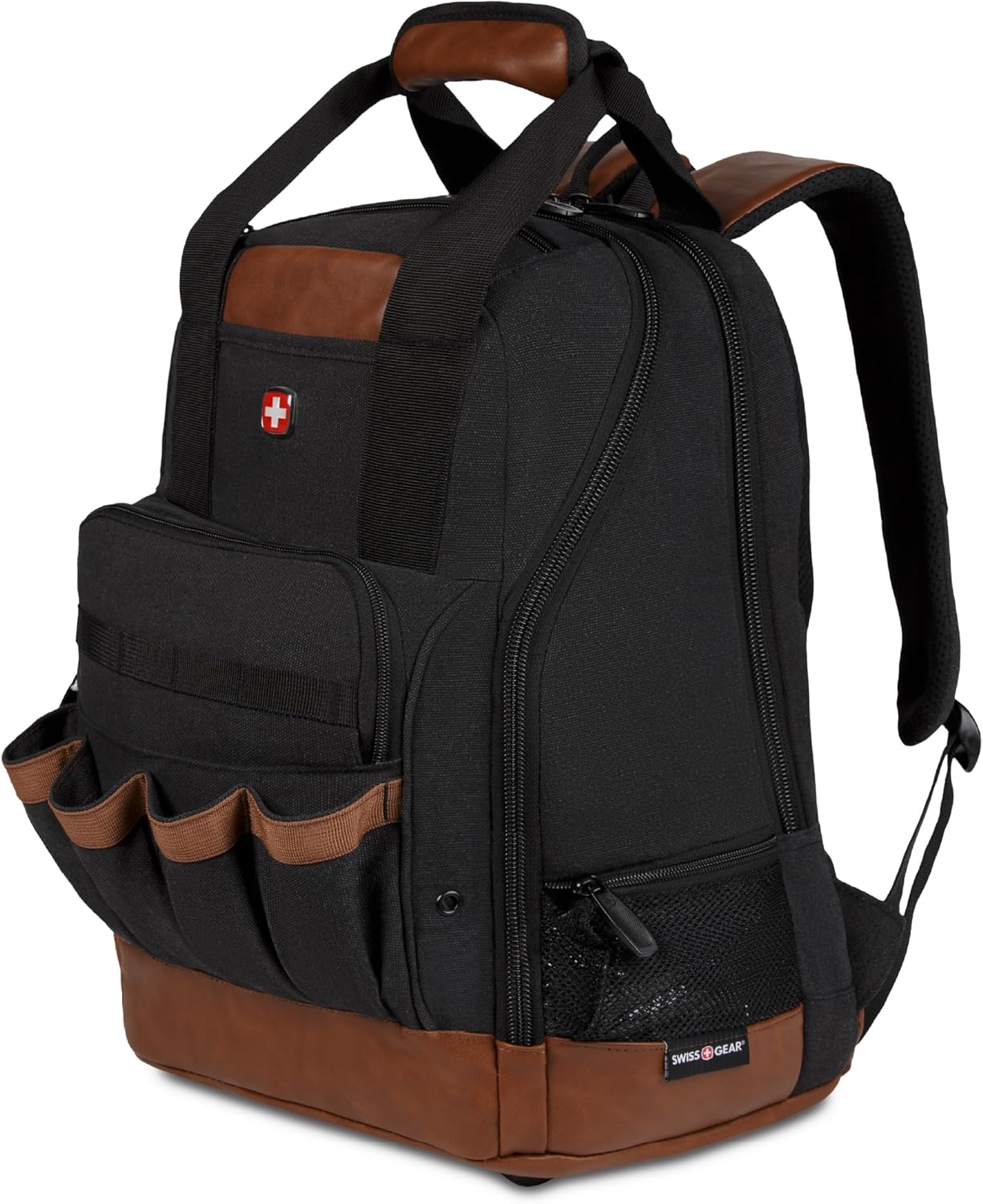 PackRanger Tool Bag Backpack, Fits Up to 15-Inch Laptop, Work Pack, Black/Brown Canvas