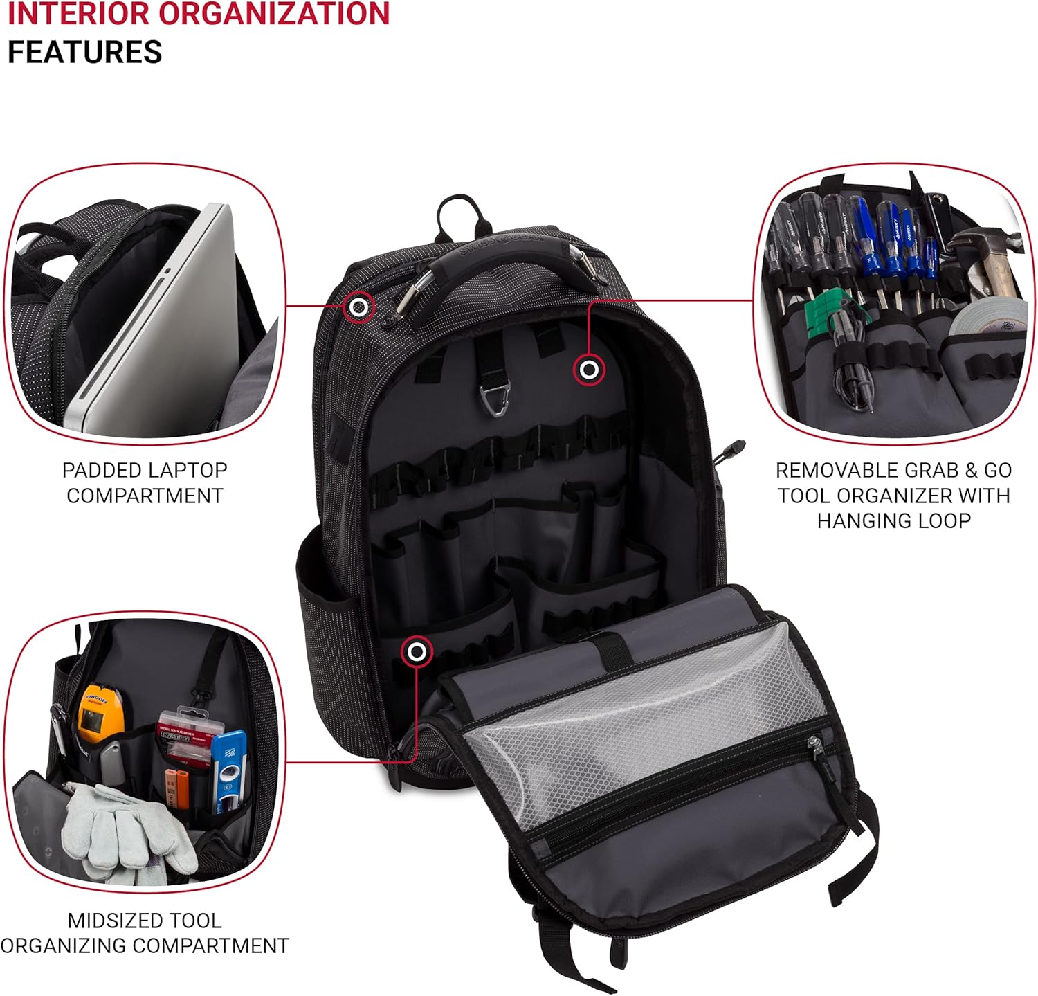 PackRanger Tool Bag Backpack, Fits Up to 15-Inch Laptop, Work Pack, Black/Brown Canvas