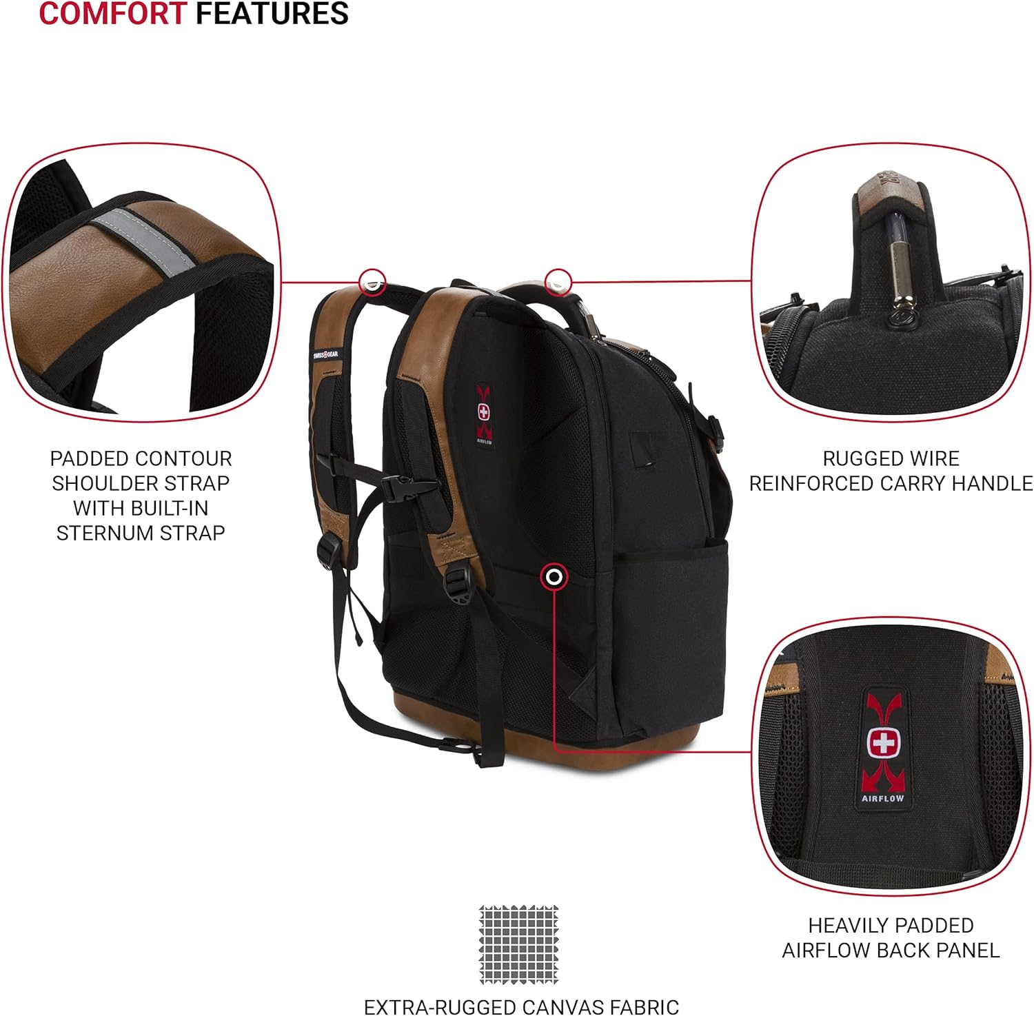 PackRanger Tool Bag Backpack, Fits Up to 15-Inch Laptop, Work Pack, Black/Brown Canvas