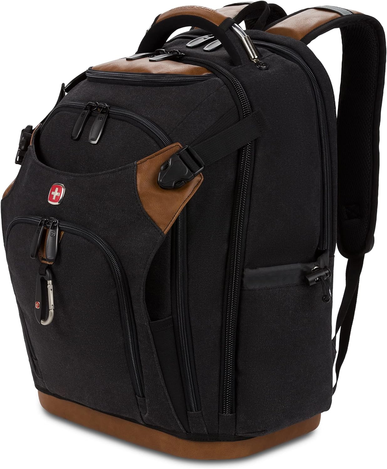 PackRanger Tool Bag Backpack, Fits Up to 15-Inch Laptop, Work Pack, Black/Brown Canvas