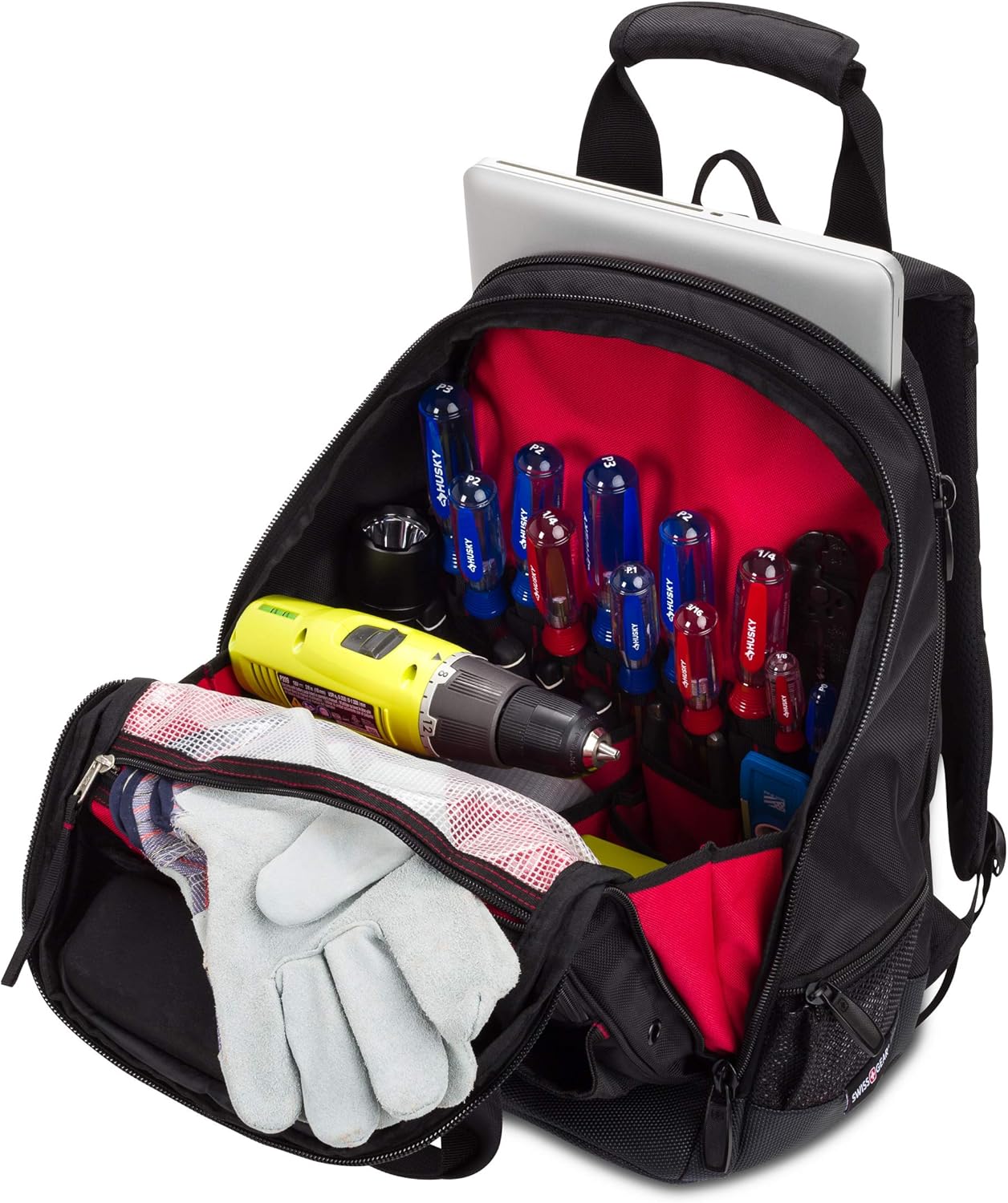 PackRanger Tool Bag Backpack, Fits Up to 15-Inch Laptop, Work Pack, Black/Brown Canvas