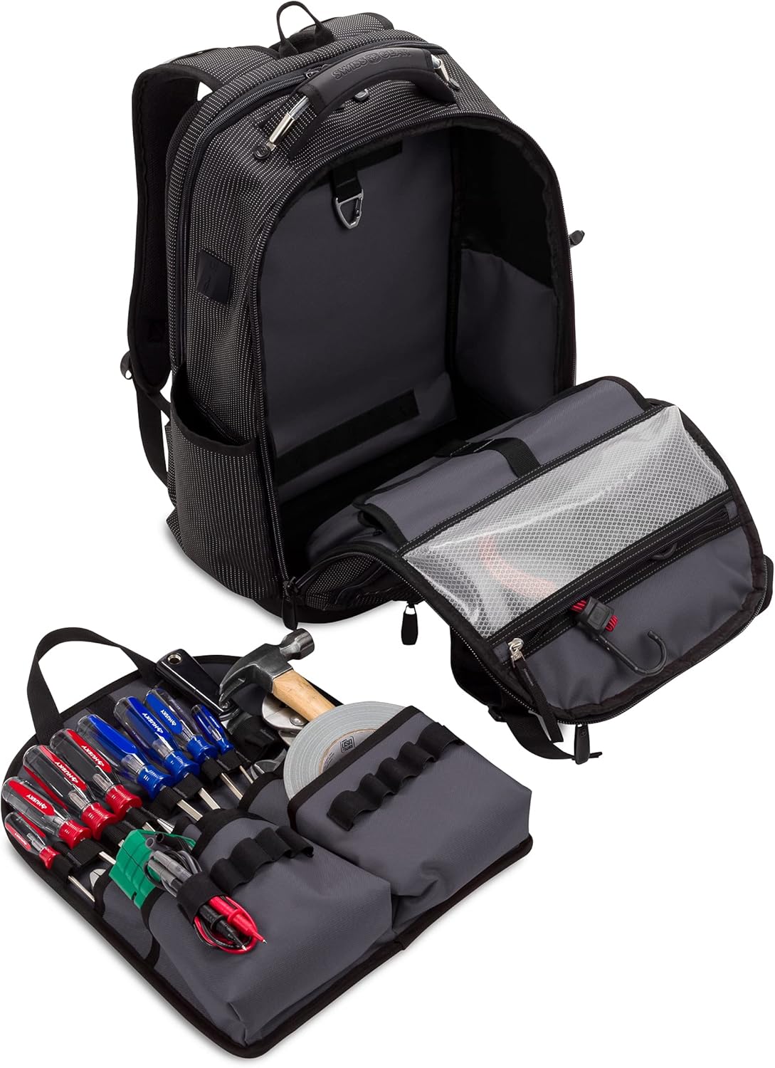 PackRanger Tool Bag Backpack, Fits Up to 15-Inch Laptop, Work Pack, Black/Brown Canvas