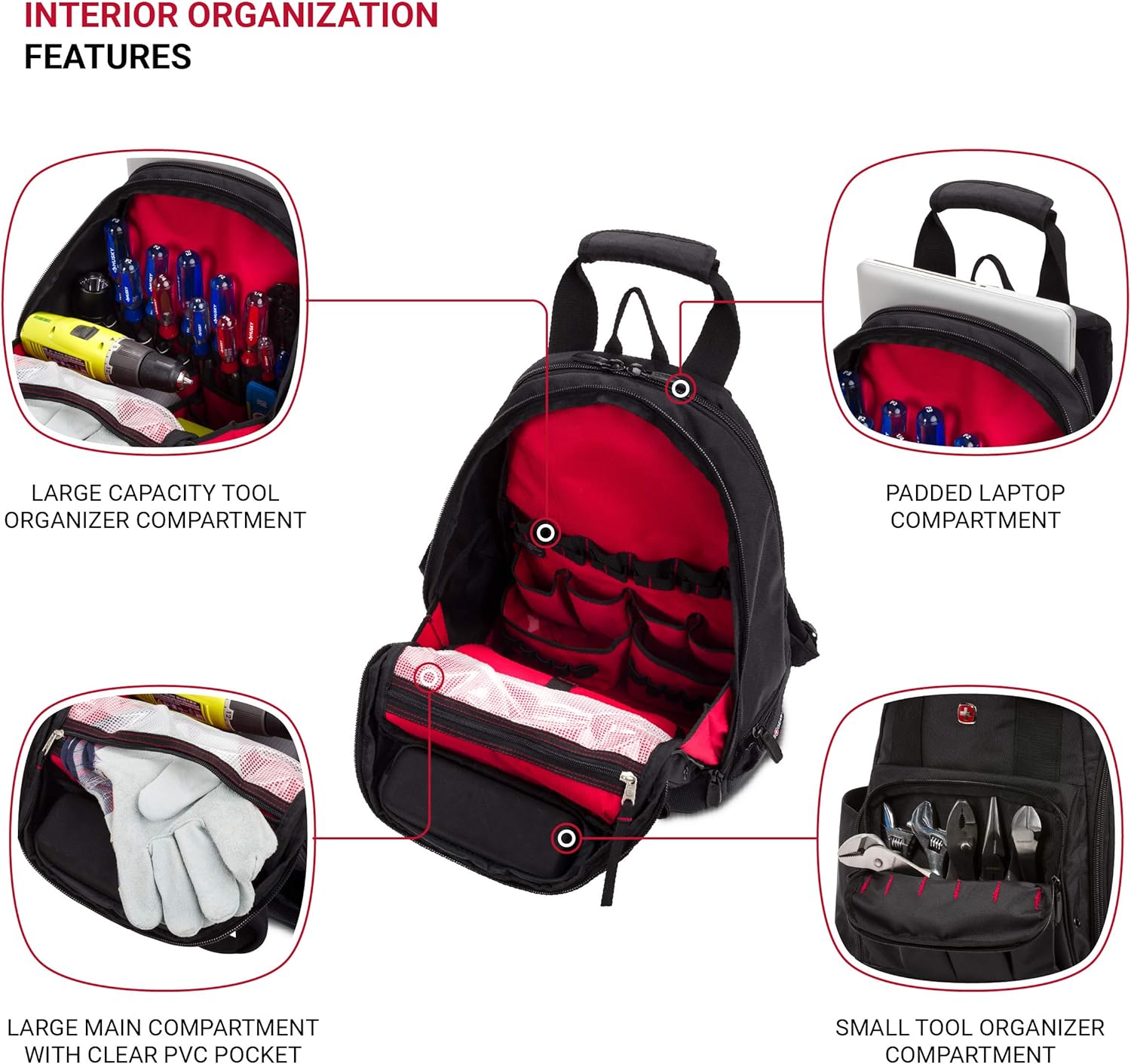 PackRanger Tool Bag Backpack, Fits Up to 15-Inch Laptop, Work Pack, Black/Brown Canvas