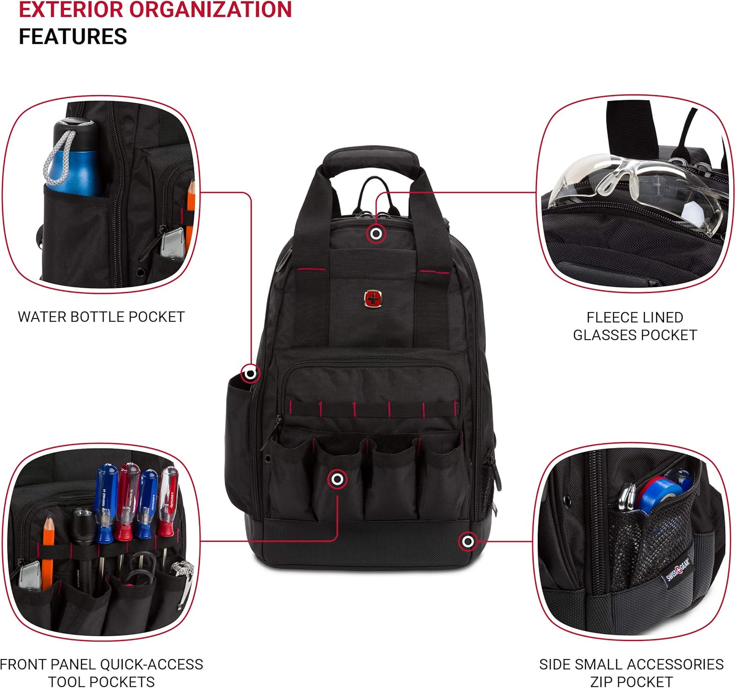PackRanger Tool Bag Backpack, Fits Up to 15-Inch Laptop, Work Pack, Black/Brown Canvas
