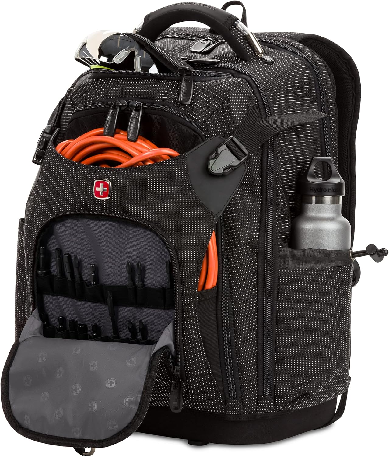 PackRanger Tool Bag Backpack, Fits Up to 15-Inch Laptop, Work Pack, Black/Brown Canvas