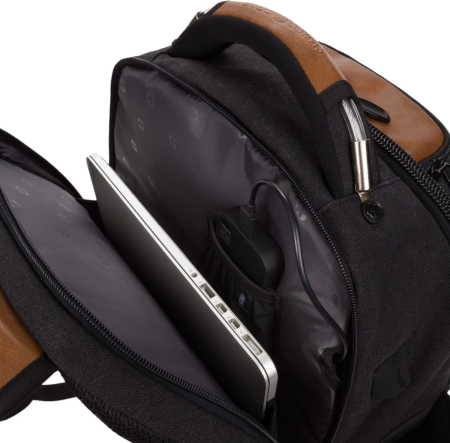 PackRanger Tool Bag Backpack, Fits Up to 15-Inch Laptop, Work Pack, Black/Brown Canvas